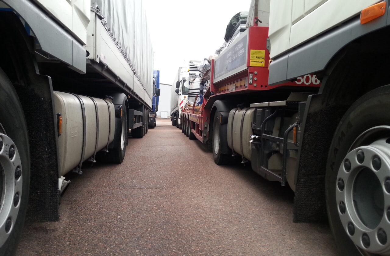 tent trucks at warehouse yard of Hacklin Hamiko