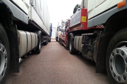tent trucks at warehouse yard of Hacklin Hamiko