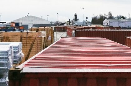 storage of project cargo and containers at the warehouse yard in Finland