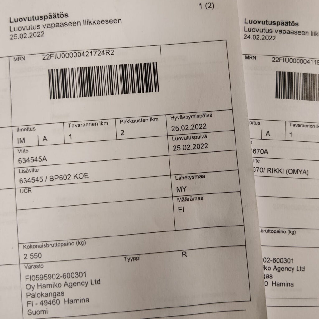 huolintapalvelu vientiselvitys tuontitullaus import export clearance finland brokerage duty tax calculation