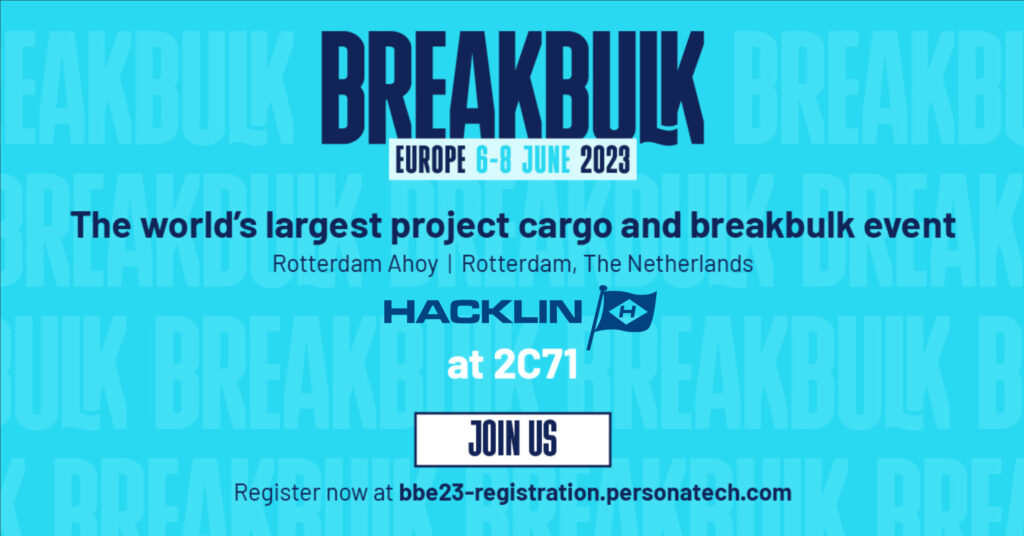 Hacklin Hamiko - invitation banner to join BreakBulk Europe exhibition in Rotterdam 6-8 June 2023