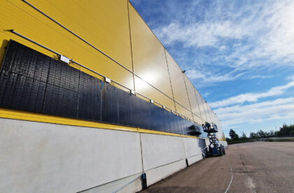 A solar power plant has been installed for Hacklin’s warehouse building situated close to the gate of Hamina port area, Finland. Heated 20.000m2 storage terminal has free height of 10 m and is equipped with 41 loading ramps.