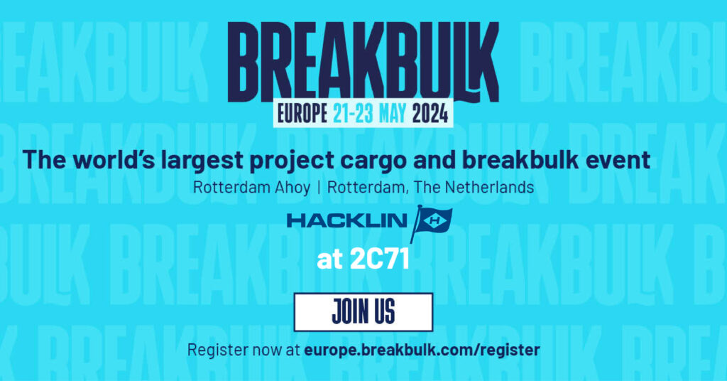 Visit us at breakbulk Europe 2024 in Rotterdam - project cargo and breakbulk event - Hacklin Hamiko