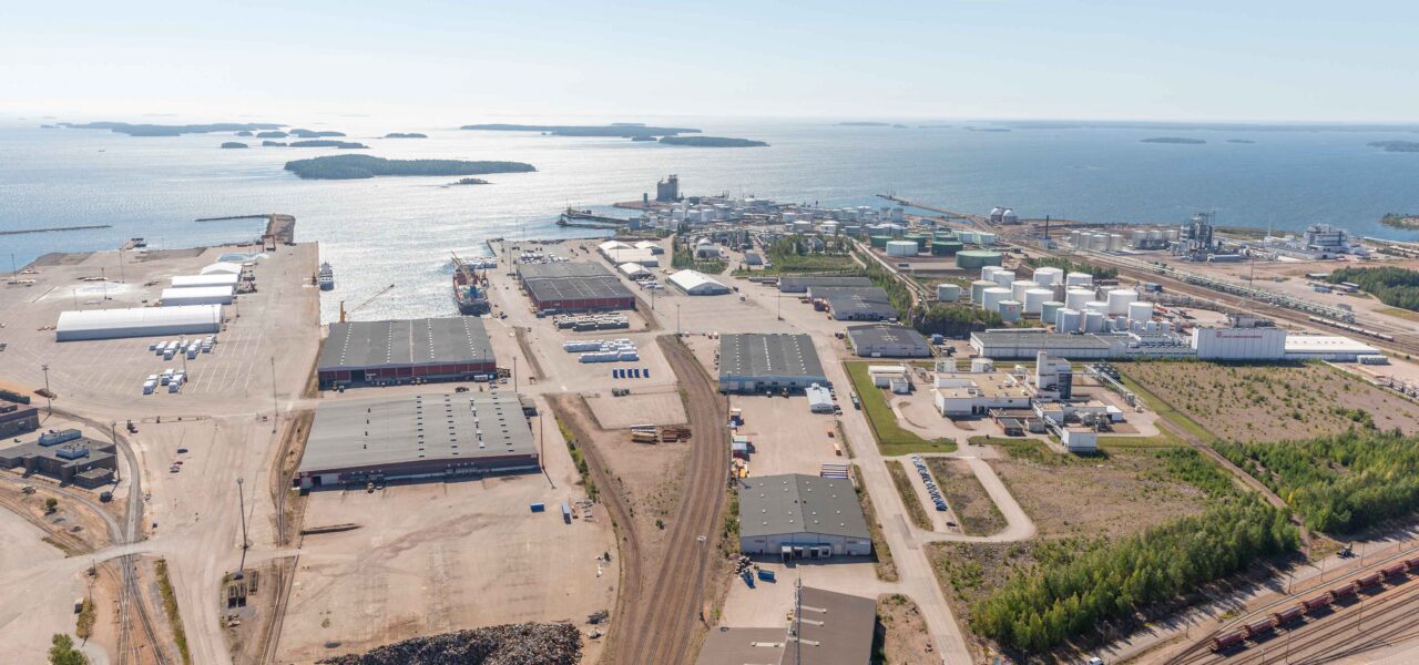 hamina harbor warehouse hacklin hamiko aerial view