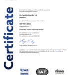 ISO 9001-2015 quality certificate Hacklin Hamiko - forwarding, logistics and storage services 9429-06en