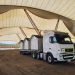 Hacklin Kotka Jukola loaded open flat bed trailer in Hamina Bastioni